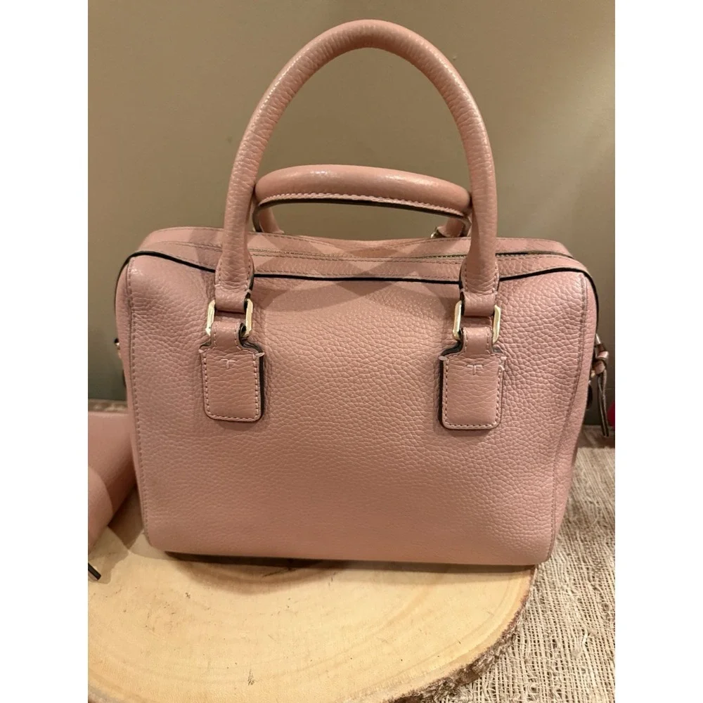 Tory Burch Thea‎ Web Small Satchel Bag & Wallet Set Pink Moon 2 Straps 796$